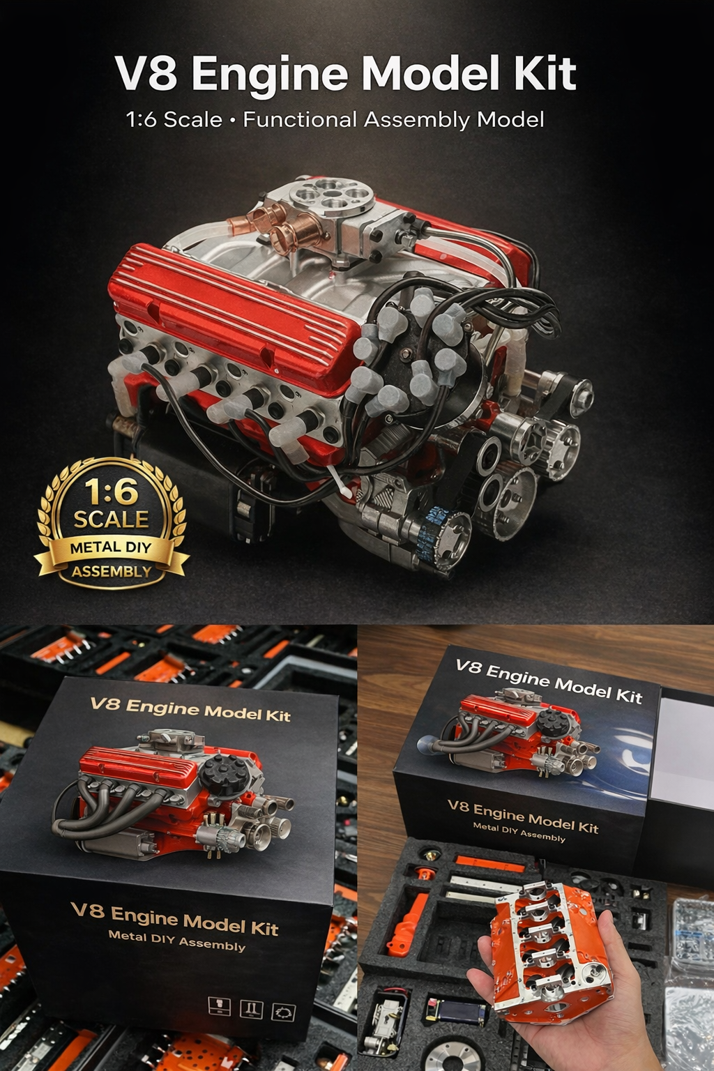 🎉Last 4 hours Sale: + FREESHIPPING🔥 - Gasoline OHV V8 Small-block Engine Model Kits